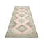 Tapis de couloir unique en laine noué à la main beige et rose des années 1960 4 pi 8 po x 13 pi