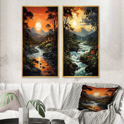 «Rivermountain Sunset Jungle Jubilation», 2 pièces
