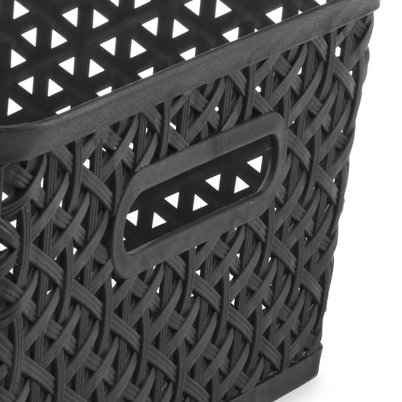 Whitmor Resin Form Half Basket, Black, Large