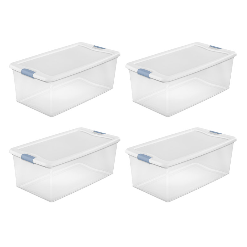 Sterilite Plastic Clear Stackable Latching Storage Box Container
