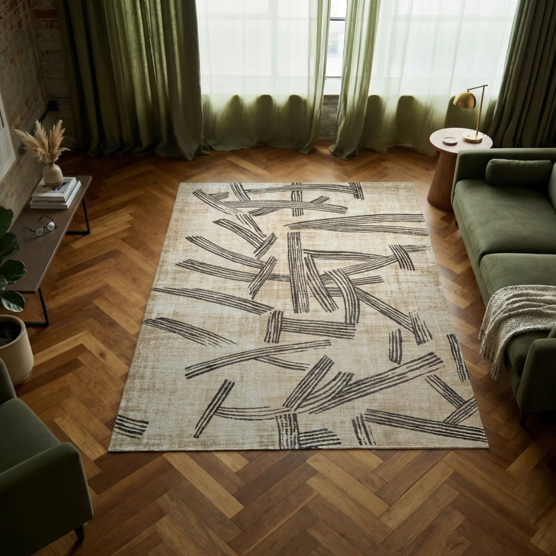Meditation Kanji Slate Recycled P.E.T Area Rug, Rectangle 80 x 150 cm
