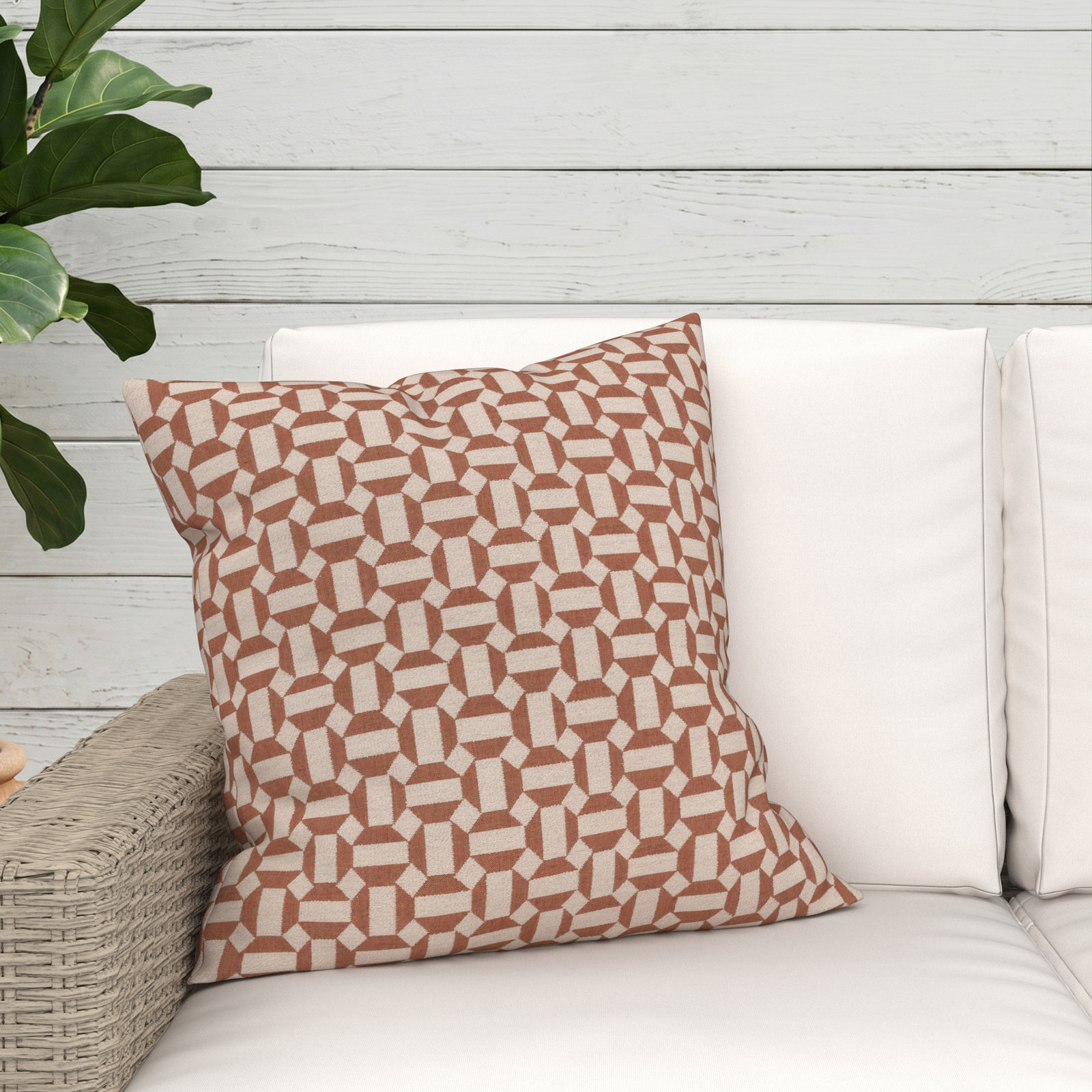 Kacy Sunbrella® Throw Pillow, Assemble Clay, 20 x 20 x 3