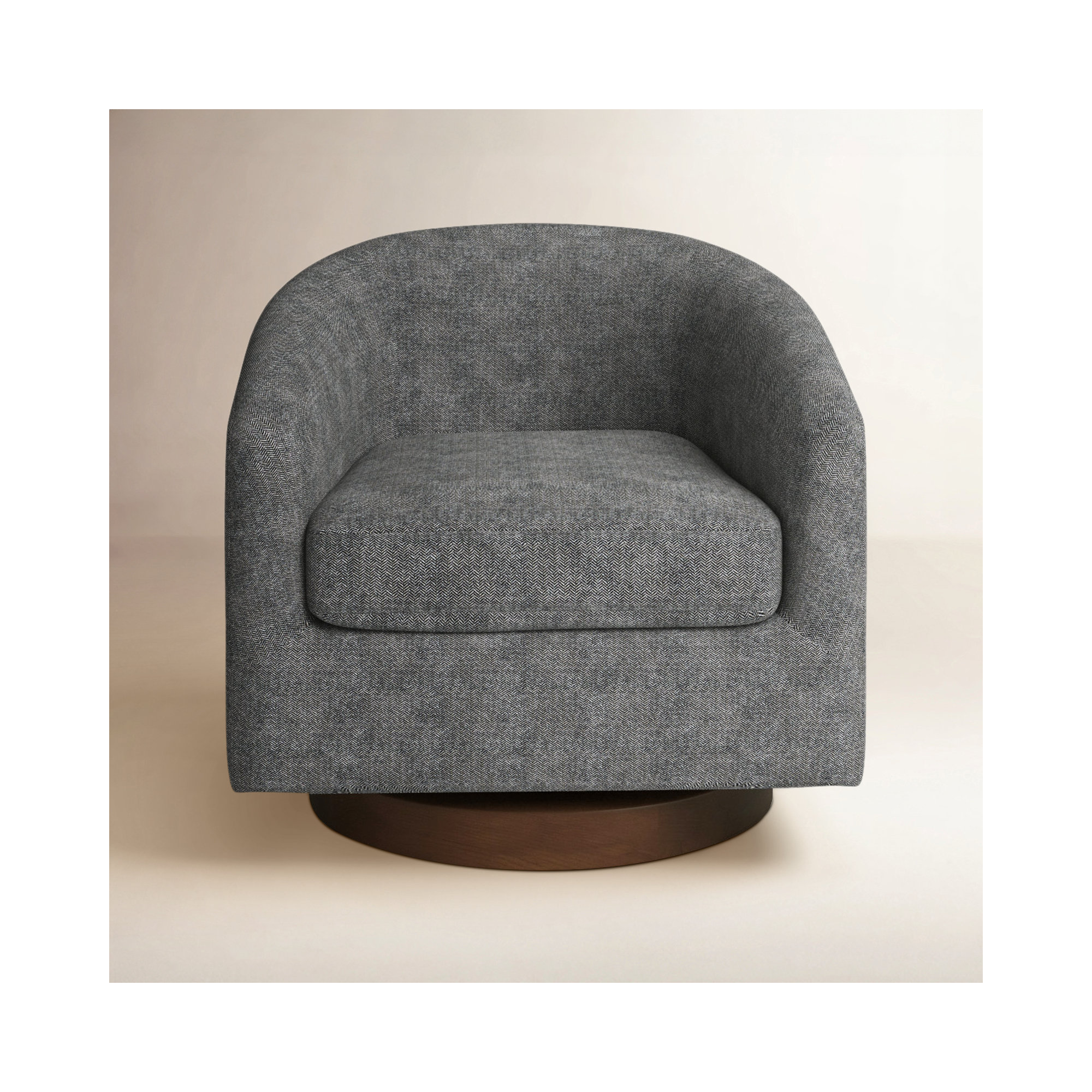 Bennett Upholstered Swivel Barrel Chair, Dark Gary