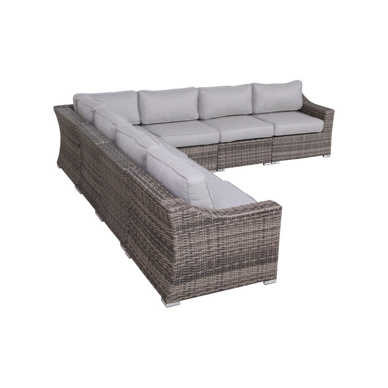 Biles Wicker Fully Assembled 6 - Person Seating Group with Cushions, Mixed Grey