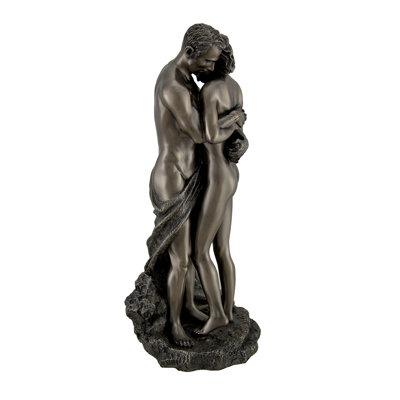 Statue décorative en résine coulée à froid représentant un couple nu d'amoureux, finition bronze antique, hauteur 27,3 cm (10,75 pouces).