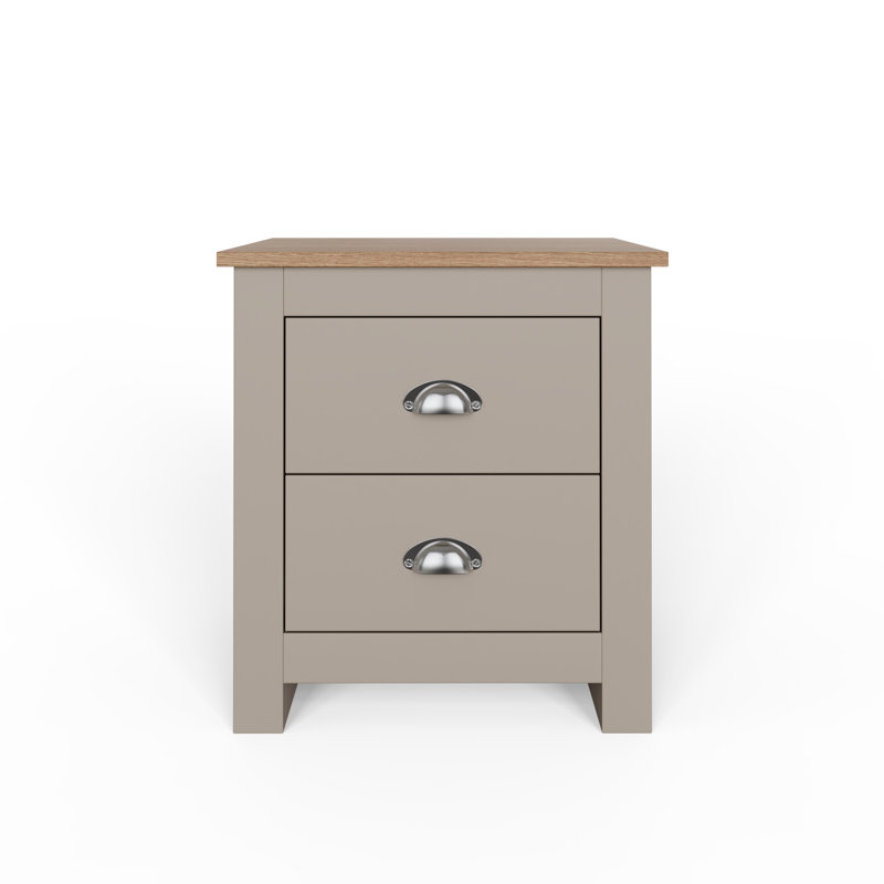 Loretta 45cm W Particle Board / Chipboard Bedside Table, Soft Grey