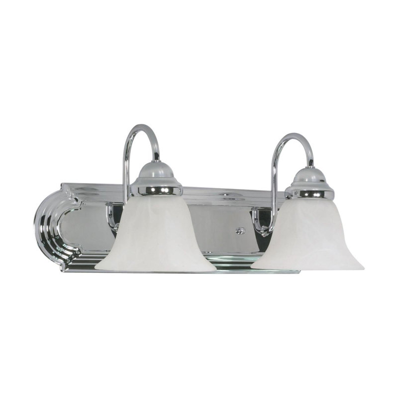 Éclairage pour salle de bain à intensité variable 2 lumières Turcotte, Albâtre, Chrome poli, Non