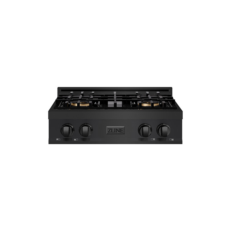 ZLINE 30 in. Classic Gas Rangetop with 4 Burner DuoPro Cooktop in Black Stainless Steel, Black Stainless Steel