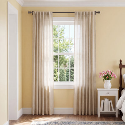 Textured Stripe Semi-Sheer Curtain Panel Set