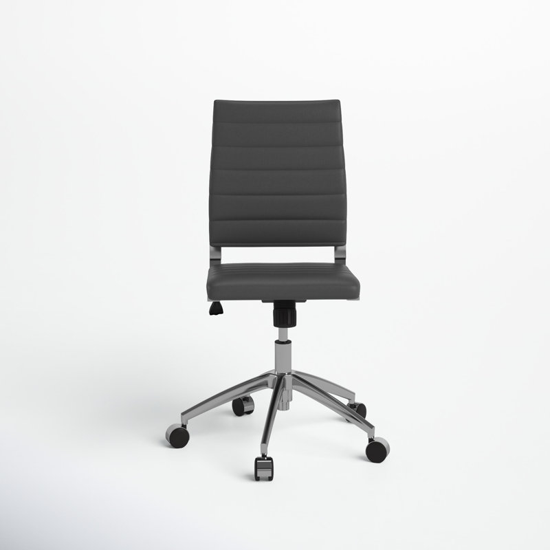 Rossie Task Chair, Gray Faux Leather, No