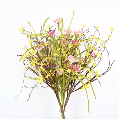 Artificial Spring Summer Daisy Floral Arrangement for Vase Filler, Branch Twig Greenery Leaves Sprays Long Stem Faux Flower For Dining Table Centerpieces, Home Wedding Party Decor Indoor