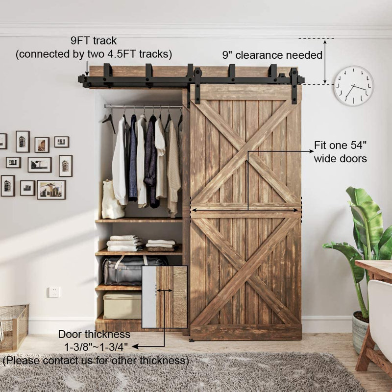 Ensemble de quincaillerie de porte de grange à double porte coulissante LAZ LAZ, 108 po
