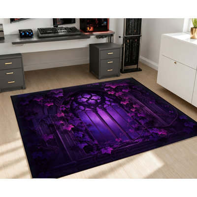 Tapis gothique à motifs floraux de roses violettes, style victorien vintage, antidérapant, décoration intérieure design pour salon, chambre, entrée, cuisine, balcon, appartement
