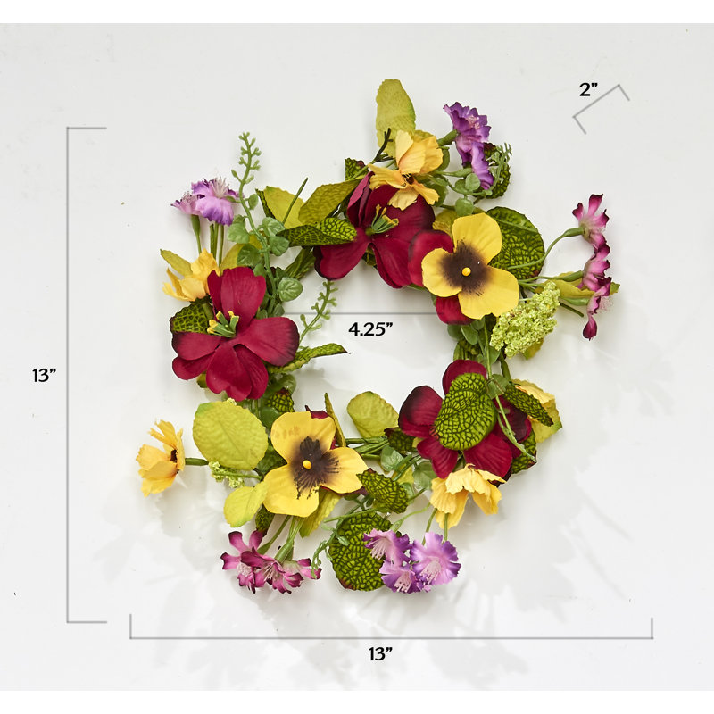 Anneau de bougie Pansy, H 4,25 po x l 4,25 po x P 2 po, Jaune