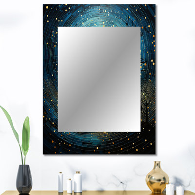 Bleu minimaliste lune III - miroir décoratif minimaliste, miroir mural moderne, impression d'art en métal