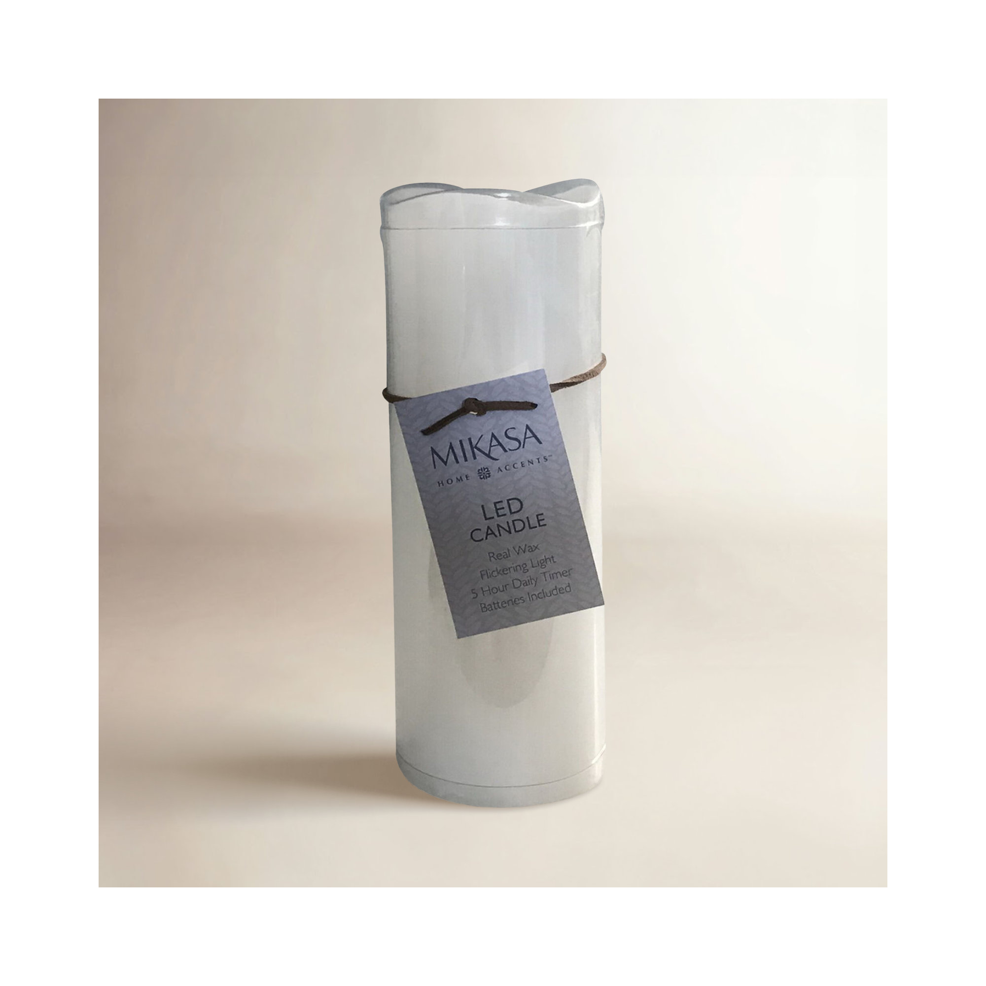 Mikasa Wavy Top LED Unscented Wavy Top Wax LED Candle, 8"L x 3"W
