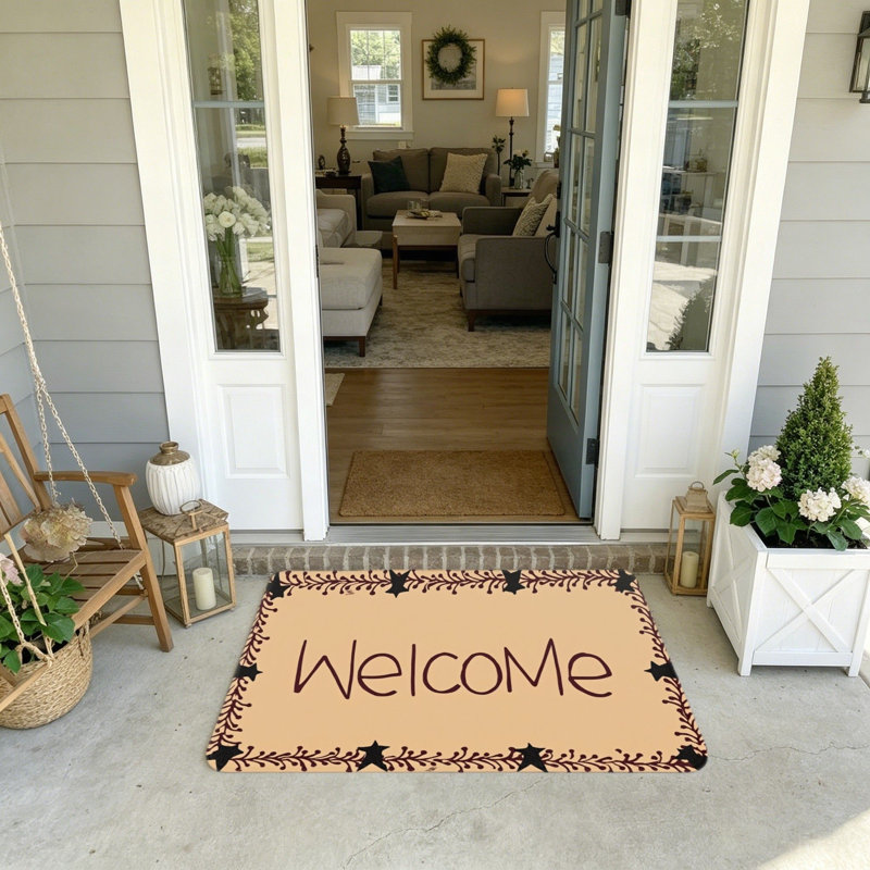 Tapis de porte Primitive Star, 20 po x 32 po, marron foncé, porche