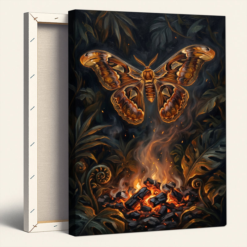 Art mural sur toile Gallery Wrap pour le salon, la chambre à coucher, le bureau ou le vestibule - Décoration murale décorative avec feu de papillon de nuit
