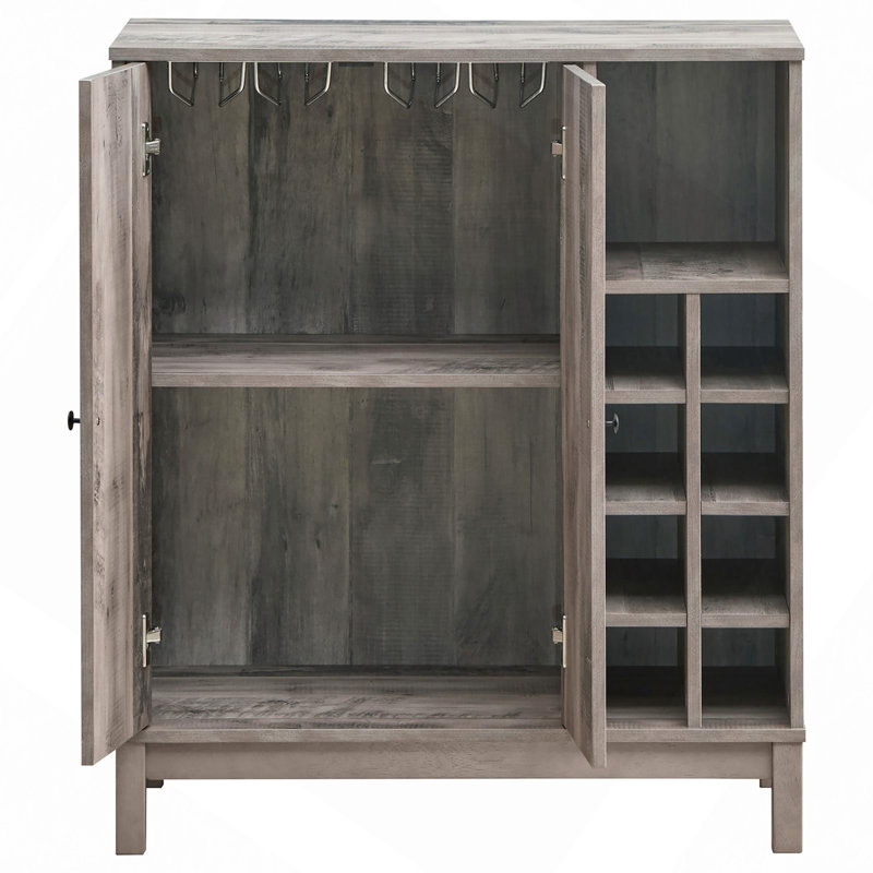 Armoire à vin en acacia patiné avec 2 portes