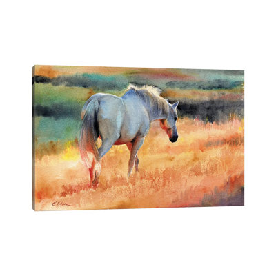 White Horse In Golden Fields 1 Piece Wall Art on Canvas