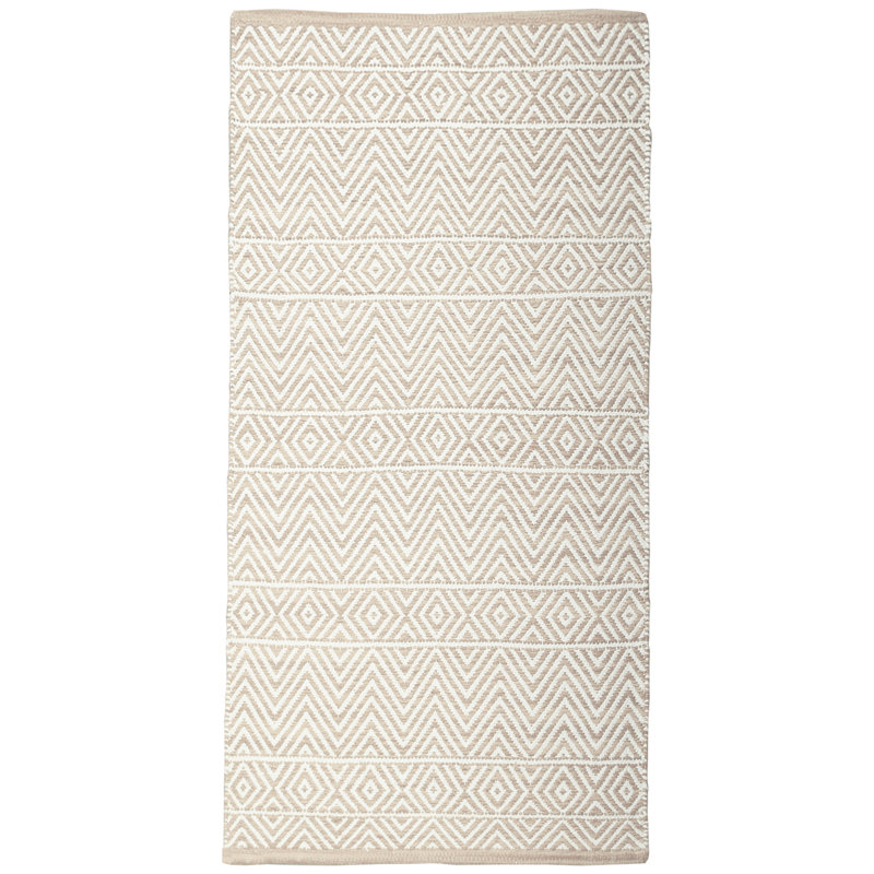 Tapis beige en coton tissé à la main Shannock, Tapis de couloir 1 pi 10 po x 6 pi