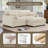 3 - Piece Upholstered White Faux Rabbit Fur Flannel Reversible Modular Sofa Living Room Sectional Couch with Ottoman-334492214