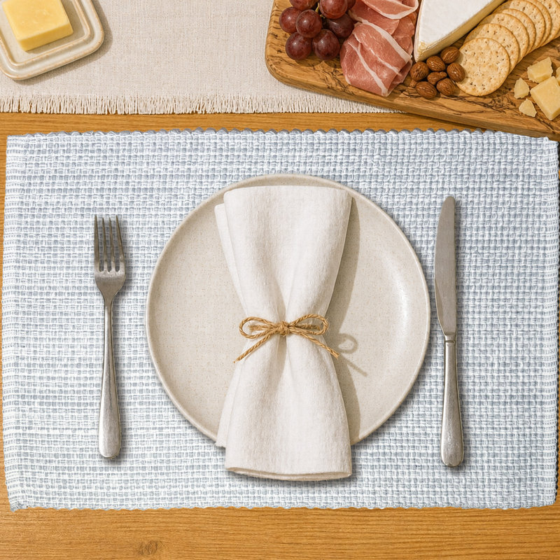 Ensemble de 4 napperons Pebble, Blanc / Gris