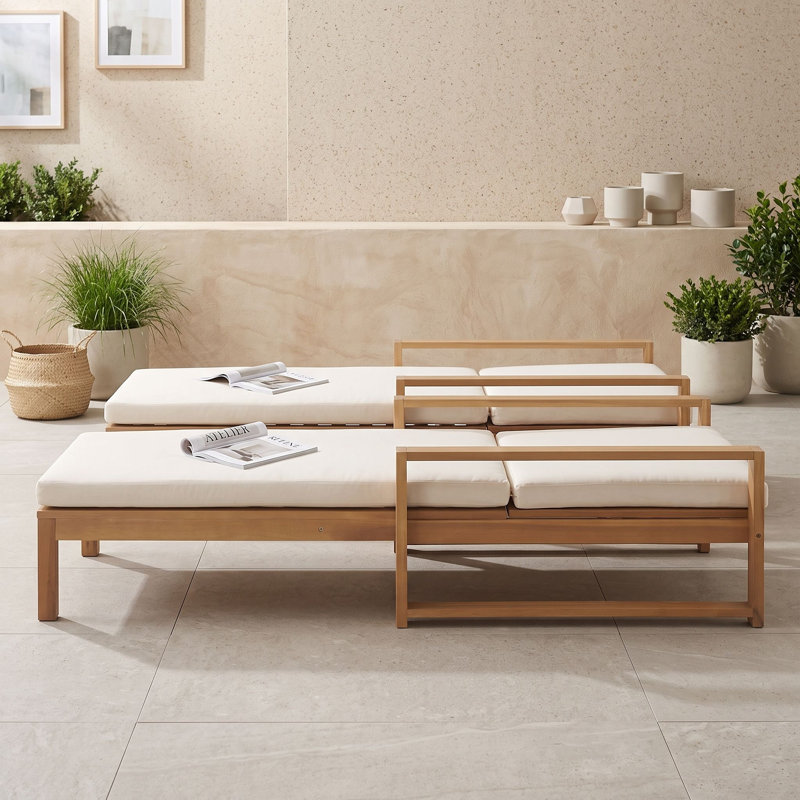 Outdoor Chaise Lounge Set with Cushions, Teck clair