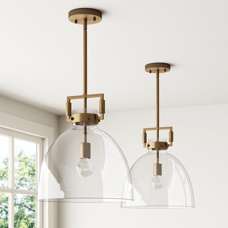 Luminaire suspendu géométrique simple à 1 lumière, Brun