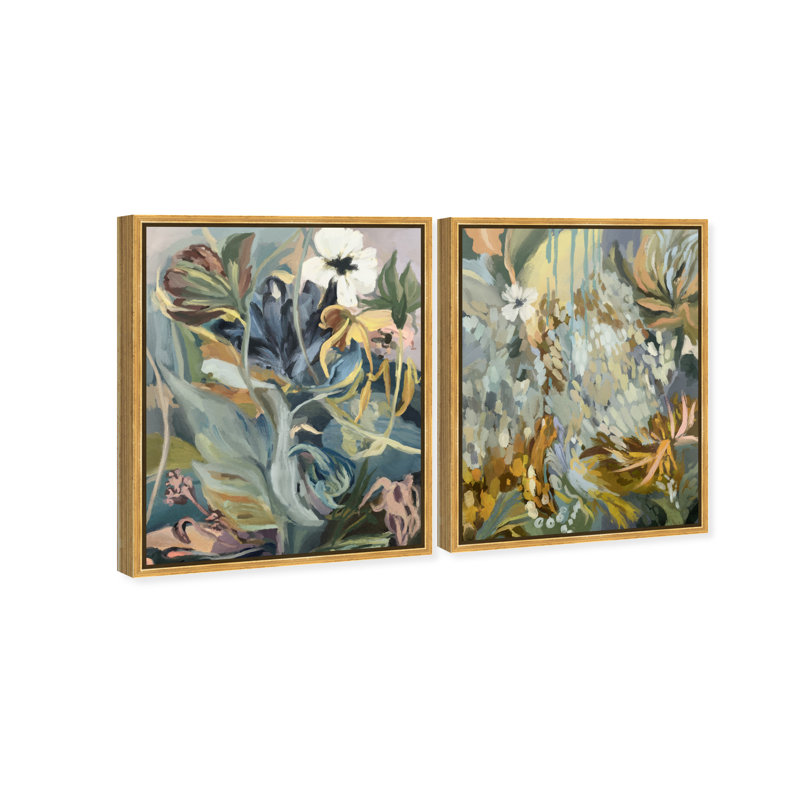 Moss Overlap Set Set by Oliver Gal, 42"H x 34"W, Gold Floater Frame