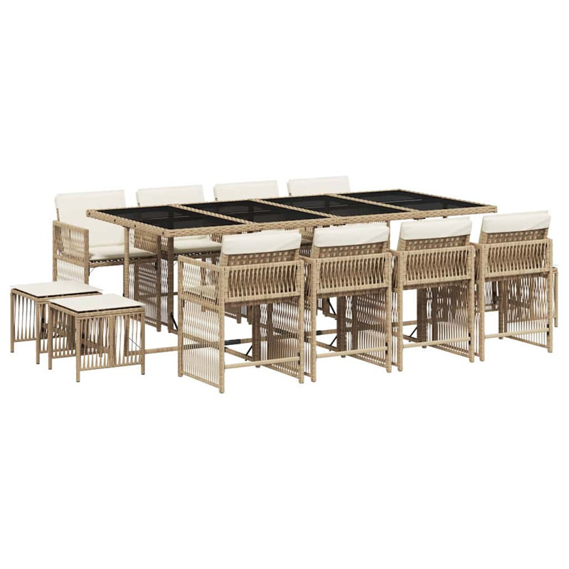 Patio Dining Set with, Cream White, Beige