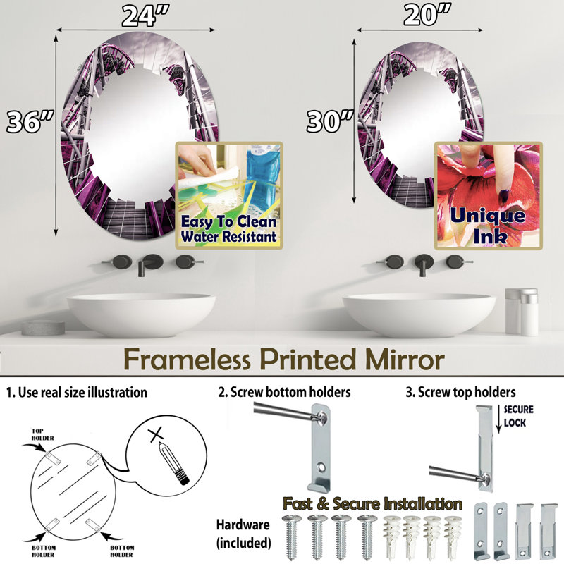 Champard - Architecture Wall Mirror Oval, 30 po x 20 po