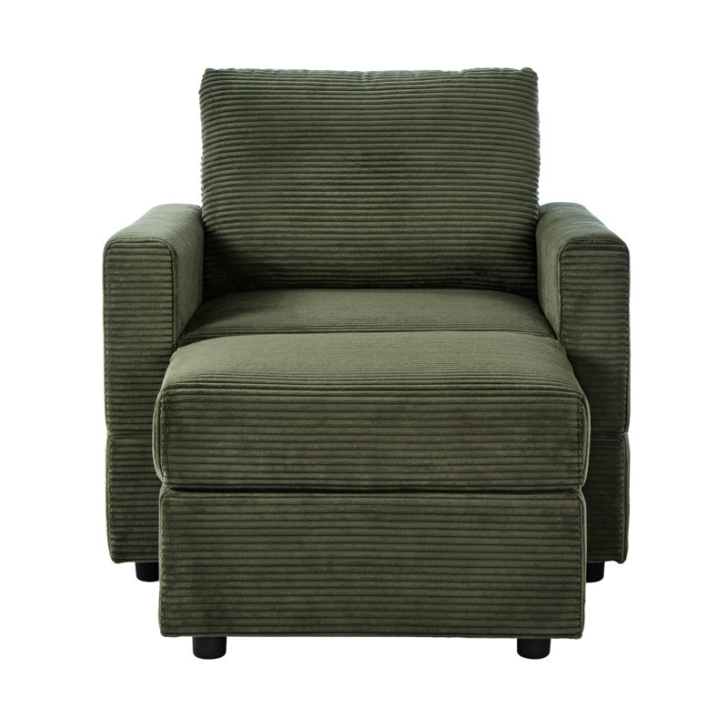 Chaise longue classique en velours côtelé avec, réglable pour le salon - canapé, odeur - tissu d'air frais, Vert