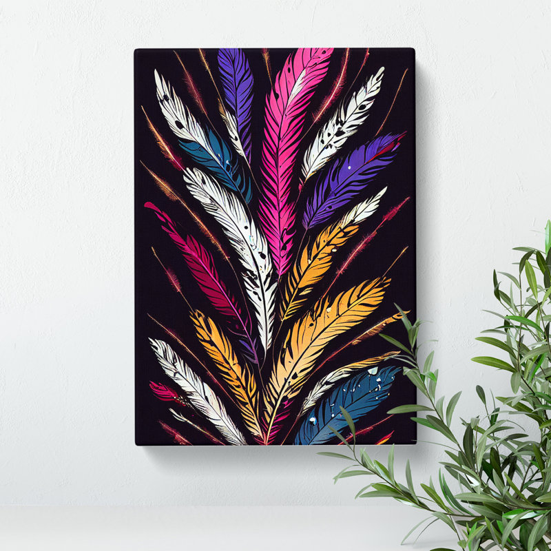 Paint Drip Feathers No.1 - Wrapped Canvas, 60cm H x 40cm W x 3cm D