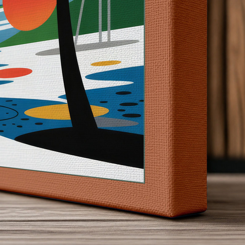 Mount Fuji at Dawn Japandi - Wrapped Canvas, 36x24 - 91.4 x 61.0 cm, Terracotta Border