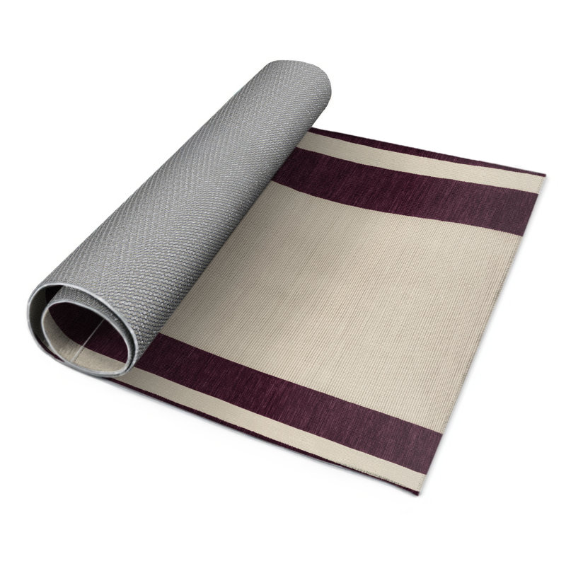HorizontalStripes Beige Indoor and Outdoor Area Rug, Rectangle 5' x 7'