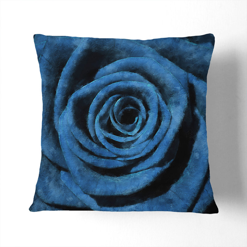 Pretty Rose Cushion with Filling, 40cm H x 40cm W x 15cm D, Black