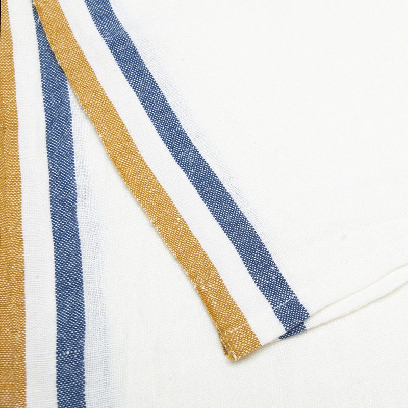 Normandy Striped Tea Towel, White/Mustard/White/Blue
