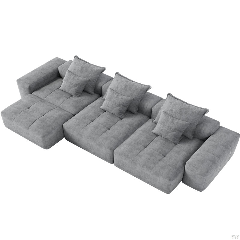 Canapé modulaire moderne, canapé à coussins moelleux en tissu étincelant avec 6 coussins, canapé capitonné 6 pièces à assembler bricolage, aucun assemblage requis
