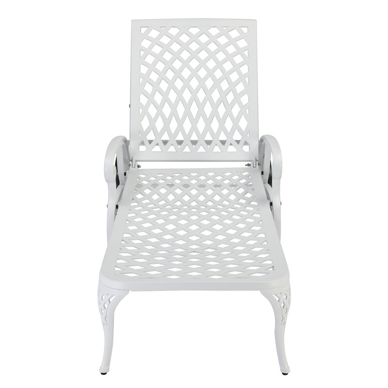Chaise longue d'extérieur en métal Dashani, Blanc