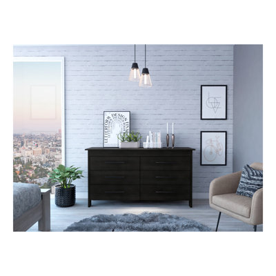 Commode double 6 tiroirs Hms, quatre pieds, plateau supérieur