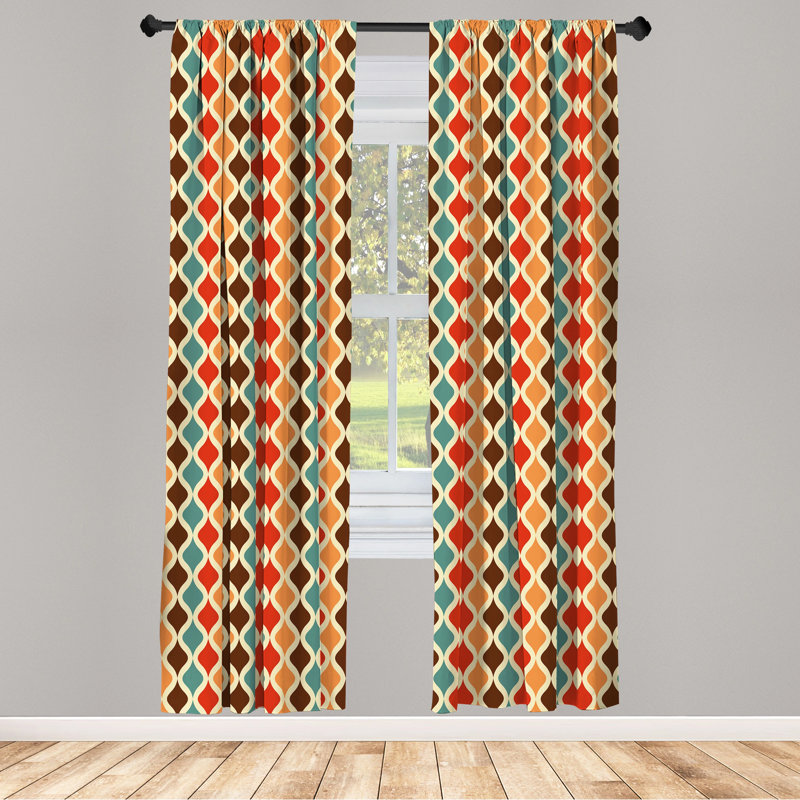 Geometric Semi-Sheer Rod Pocket Curtain Panels, 28" x 63"