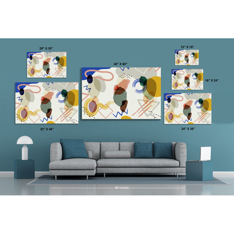 Boho Shapes And Patterns 489 - Impression sur toile tendue, H 12 po x l 18 po x P 1,5 po