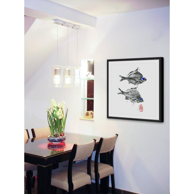 Black Framed Square Fish Print on High-Resolution Paper