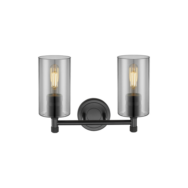 Éclairage pour meuble-lavabo mural 2 lumières Crown Point, Fumée, Noir mat