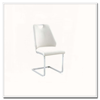 Chaise de salle à manger en similicuir, chaises de cuisine en métal avec texture en maille et pieds sablés noirs, chaise rembourrée à dossier plat