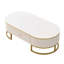 Table basse moderne ovale avec tiroirs, conception à profil incurvé, décor en métal doré, table centrale pour le salon