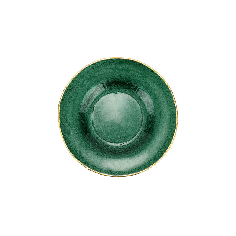 Metallic Glass Salad Plate, Emerald 