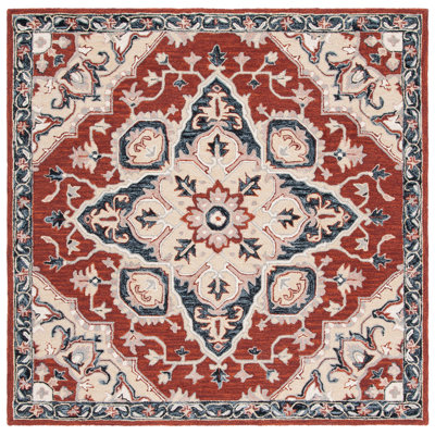 Brac Hand Tufted Wool/Cotton/Latex Oriental Rug in Red/Black