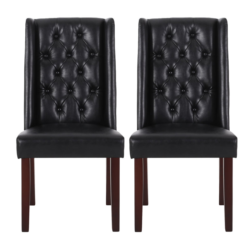 Chaise de salle à manger rembourrée Toshia, Noir